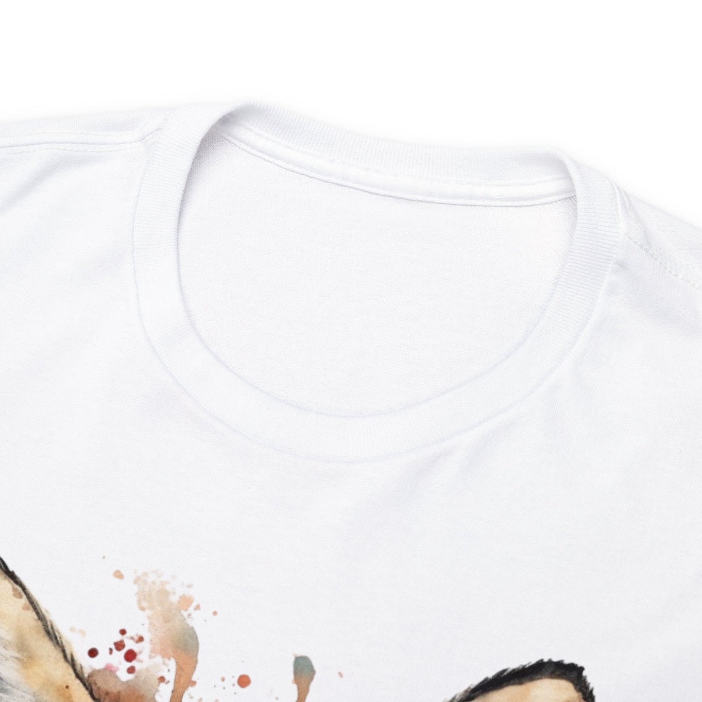 "Unisex Heavy Cotton Tee with Enchanting Watercolor Fox Desig - Flow-inkT-Shirt