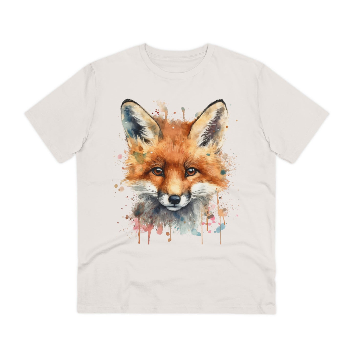 "Organic Eco-Friendly T-shirt: Dazzling Watercolor Fox Art - Unise - Flow-inkT-Shirt