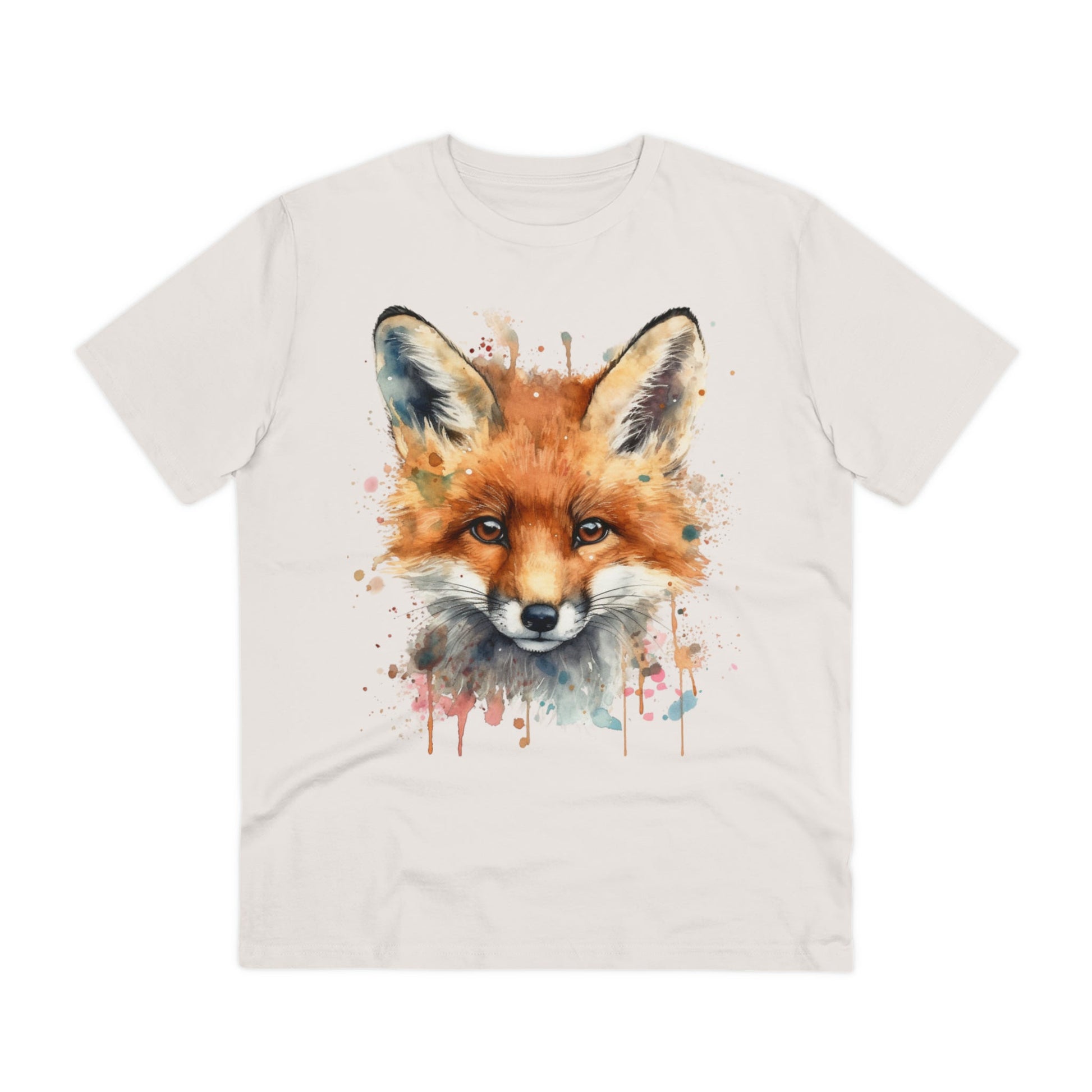 "Organic Eco-Friendly T-shirt: Dazzling Watercolor Fox Art - Unise - Flow-inkT-Shirt
