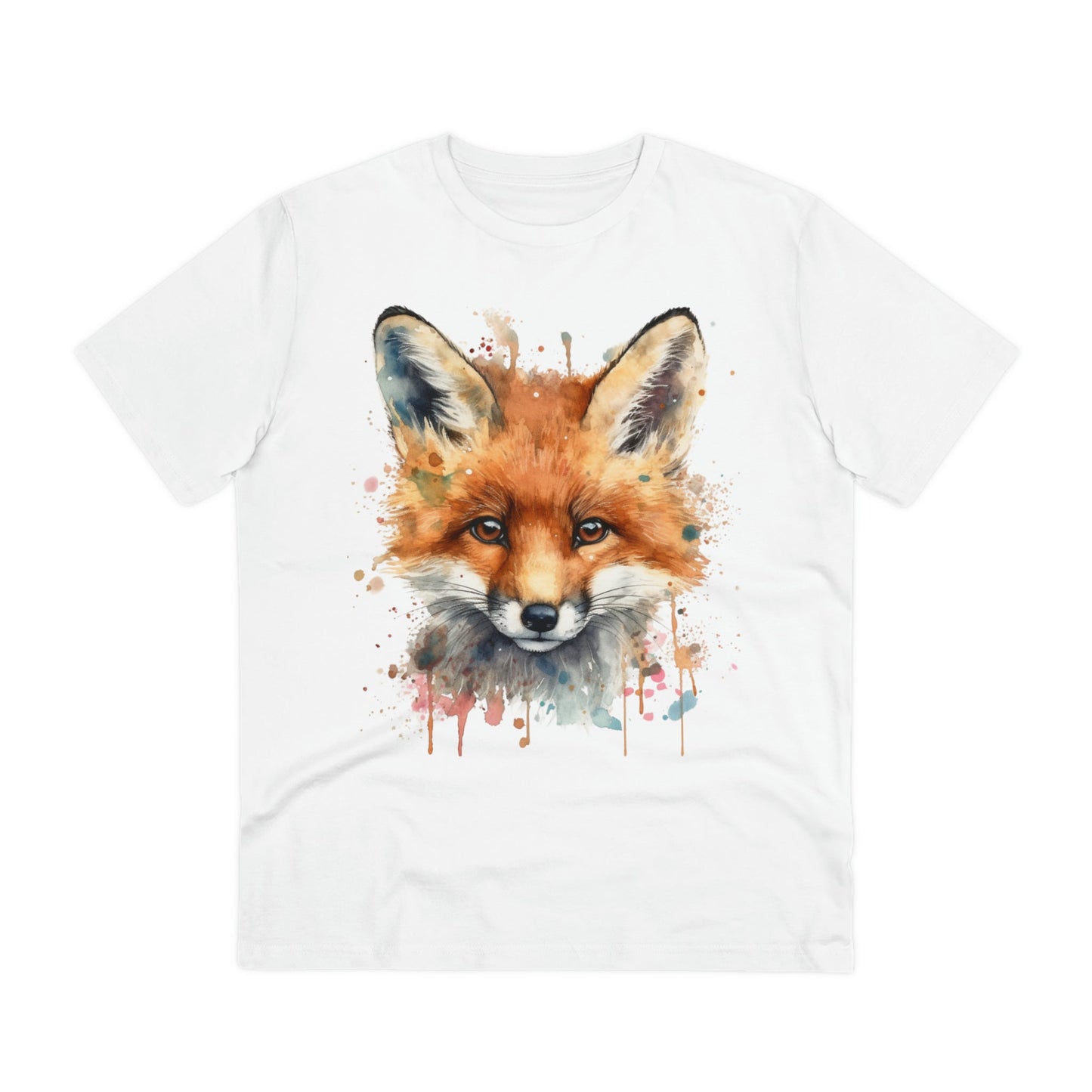 "Organic Eco-Friendly T-shirt: Dazzling Watercolor Fox Art - Unise - Flow-inkT-Shirt
