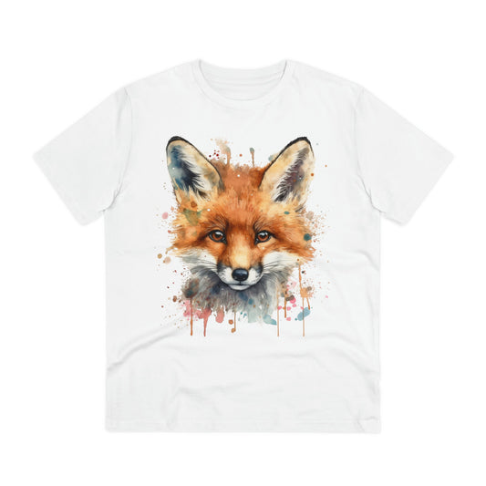 "Organic Eco-Friendly T-shirt: Dazzling Watercolor Fox Art - Unise - Flow-inkT-Shirt