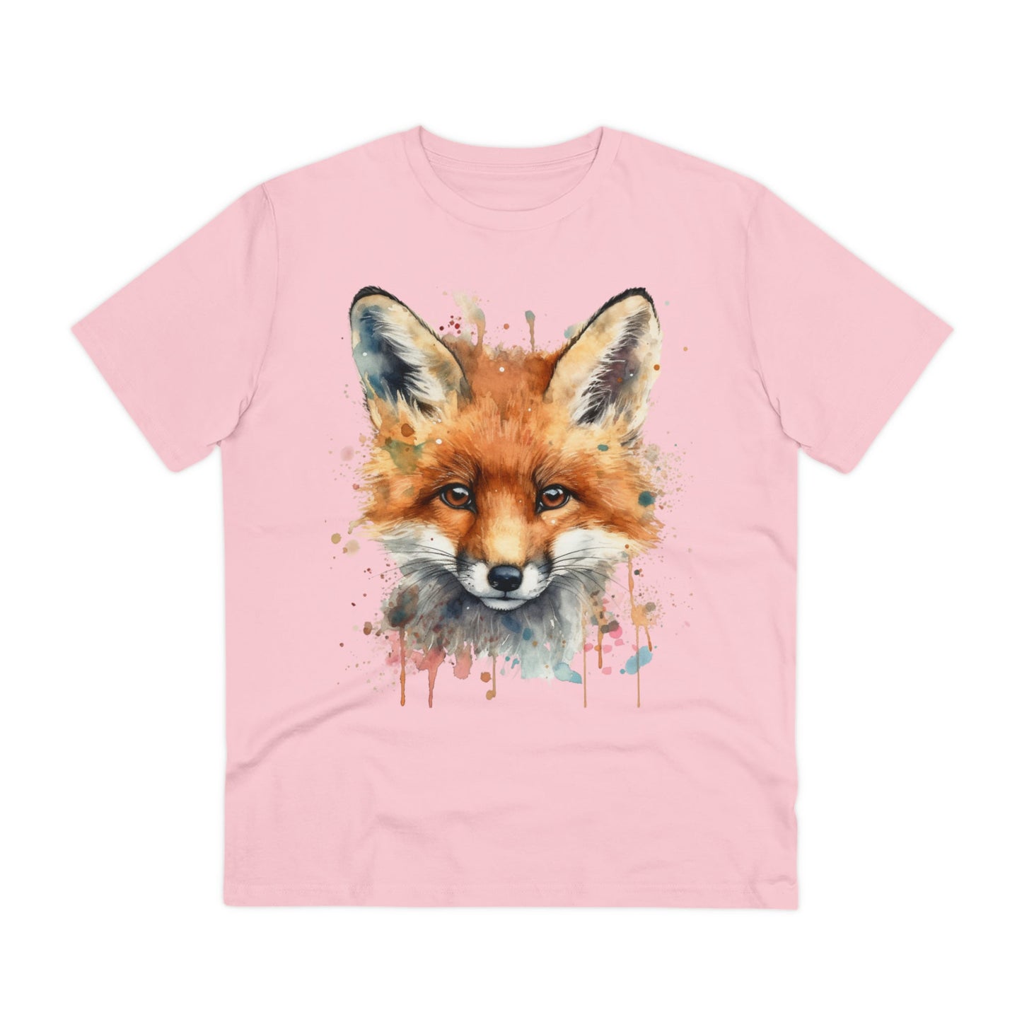 "Organic Eco-Friendly T-shirt: Dazzling Watercolor Fox Art - Unise - Flow-inkT-Shirt
