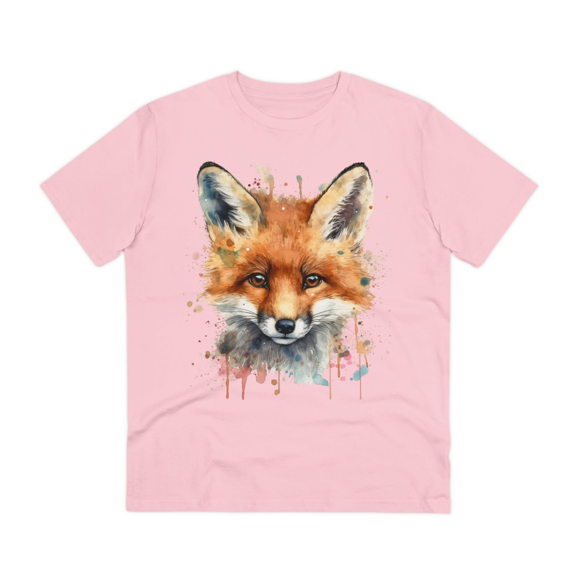 "Organic Eco-Friendly T-shirt: Dazzling Watercolor Fox Art - Unise - Flow-inkT-Shirt